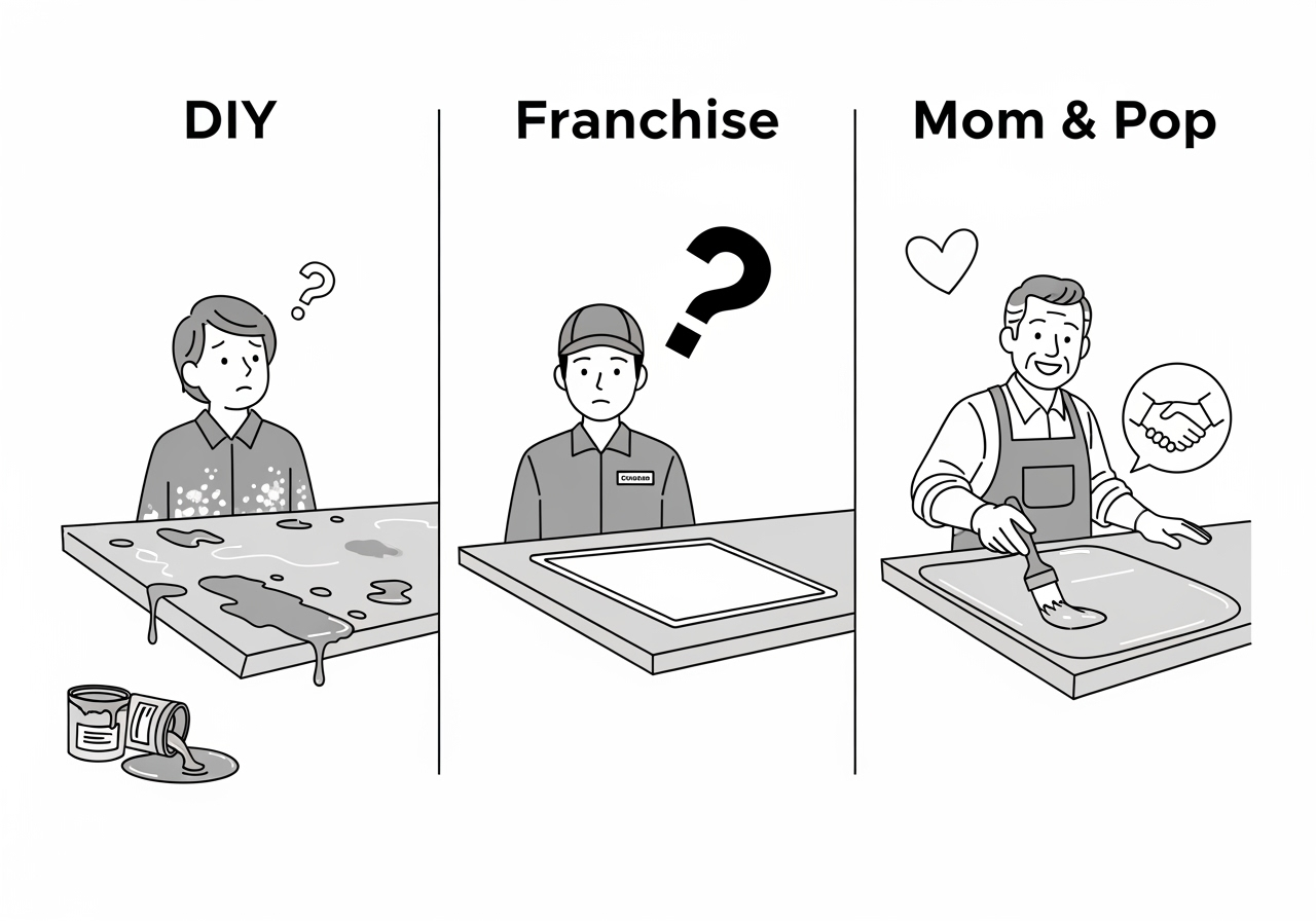 Epoxy countertop comparison DIY vs franchise vs mom and pop shop – TNR Epoxy Countertops
